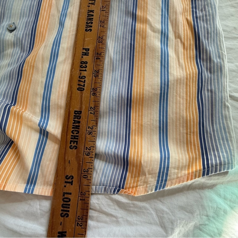 Tommy Bahama Mens XXL Cotton Silk Striped Button Down Shirt Blue Orange - Picture 9 of 9